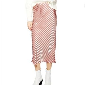 NWT Topshop Stripe Satin Bias Midi Skirt